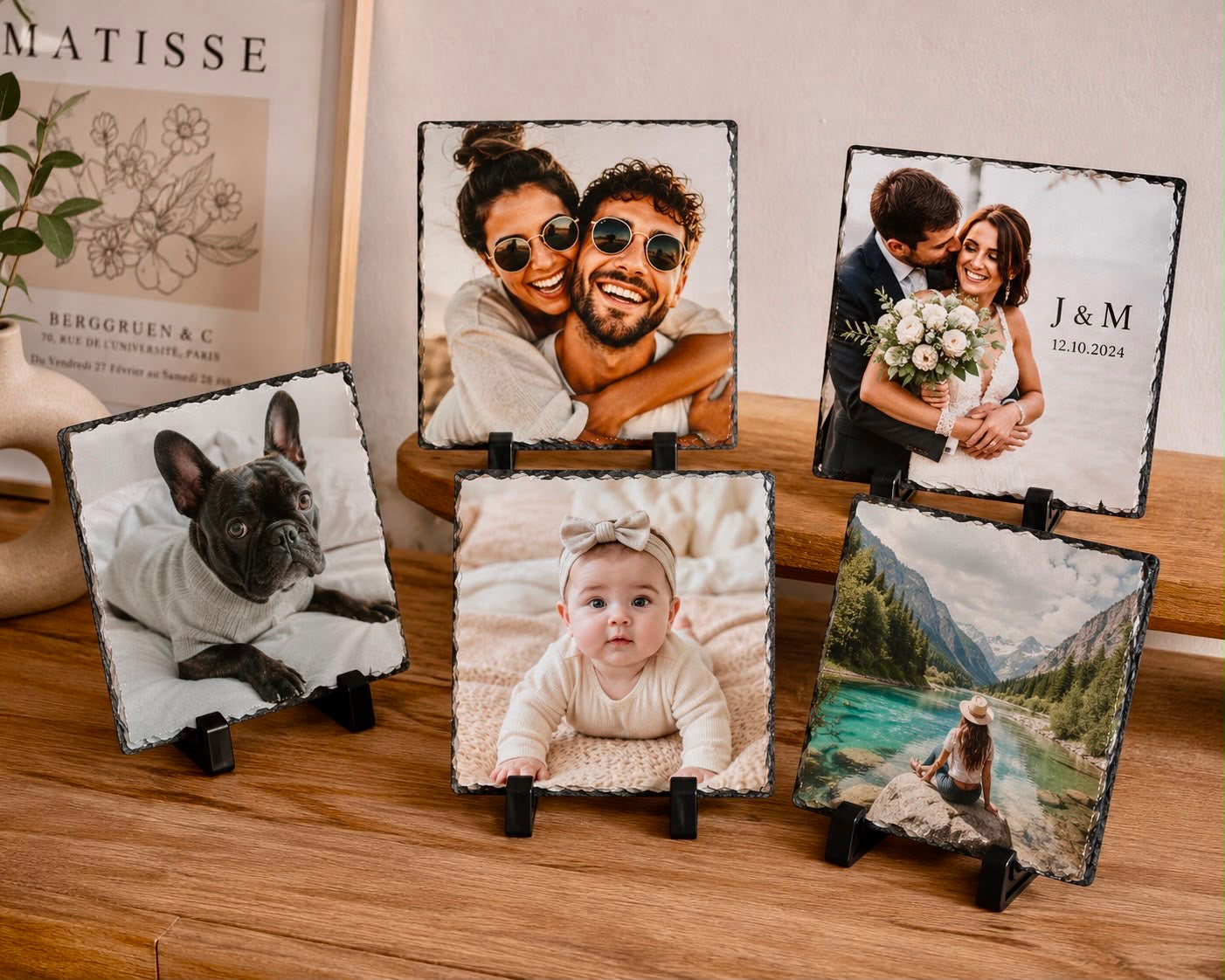 Piedra de Pizarra Personalizada con Foto — Recuerdo para Toda la Vida