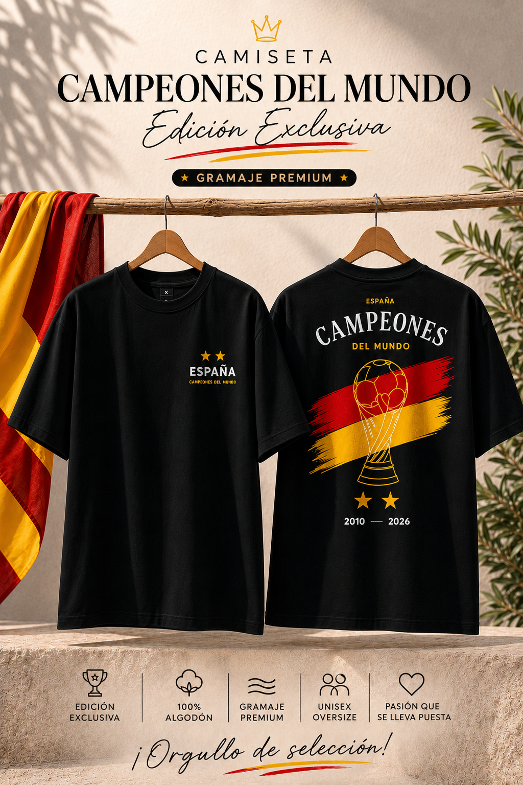 Camiseta oversize Campeones del Mundo España