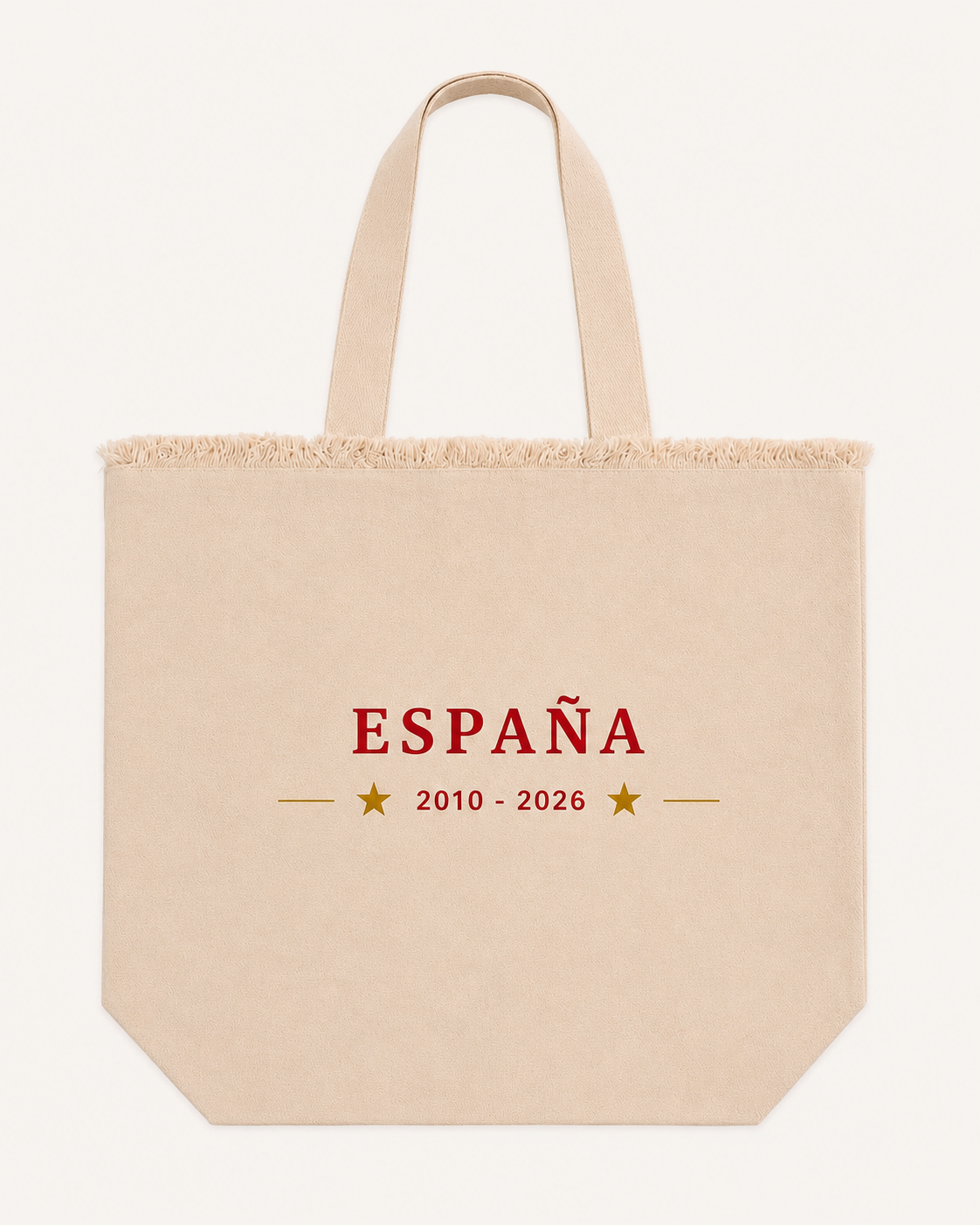 Tote Bag España Campeones del Mundo Edición Especial - Beige con Flecos