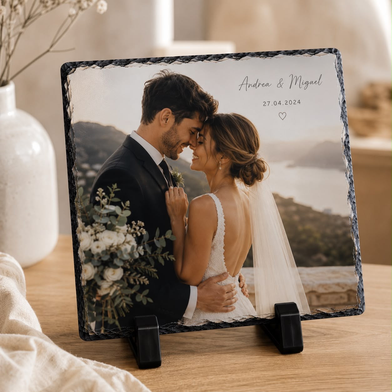 Piedra de Pizarra Personalizada con Foto — Recuerdo para Toda la Vida