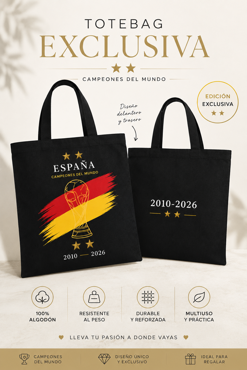 Tote Bag España Campeones del Mundo 2010-2026