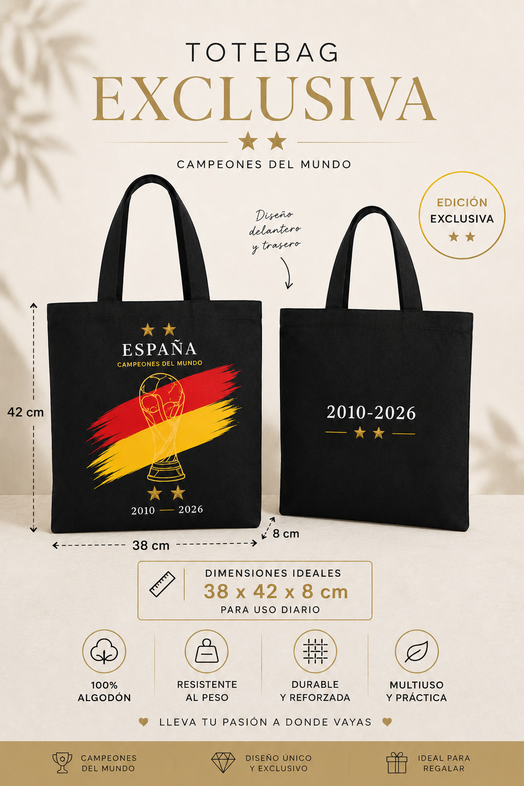Tote Bag España Campeones del Mundo 2010-2026