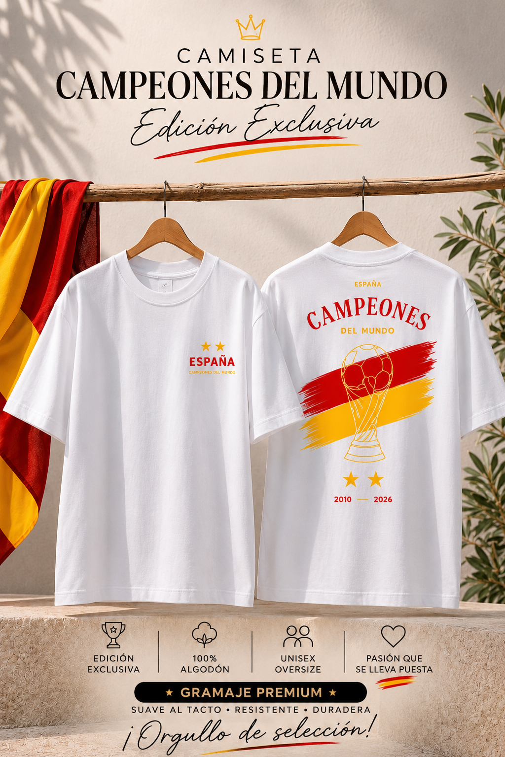 Camiseta oversize Campeones del Mundo España