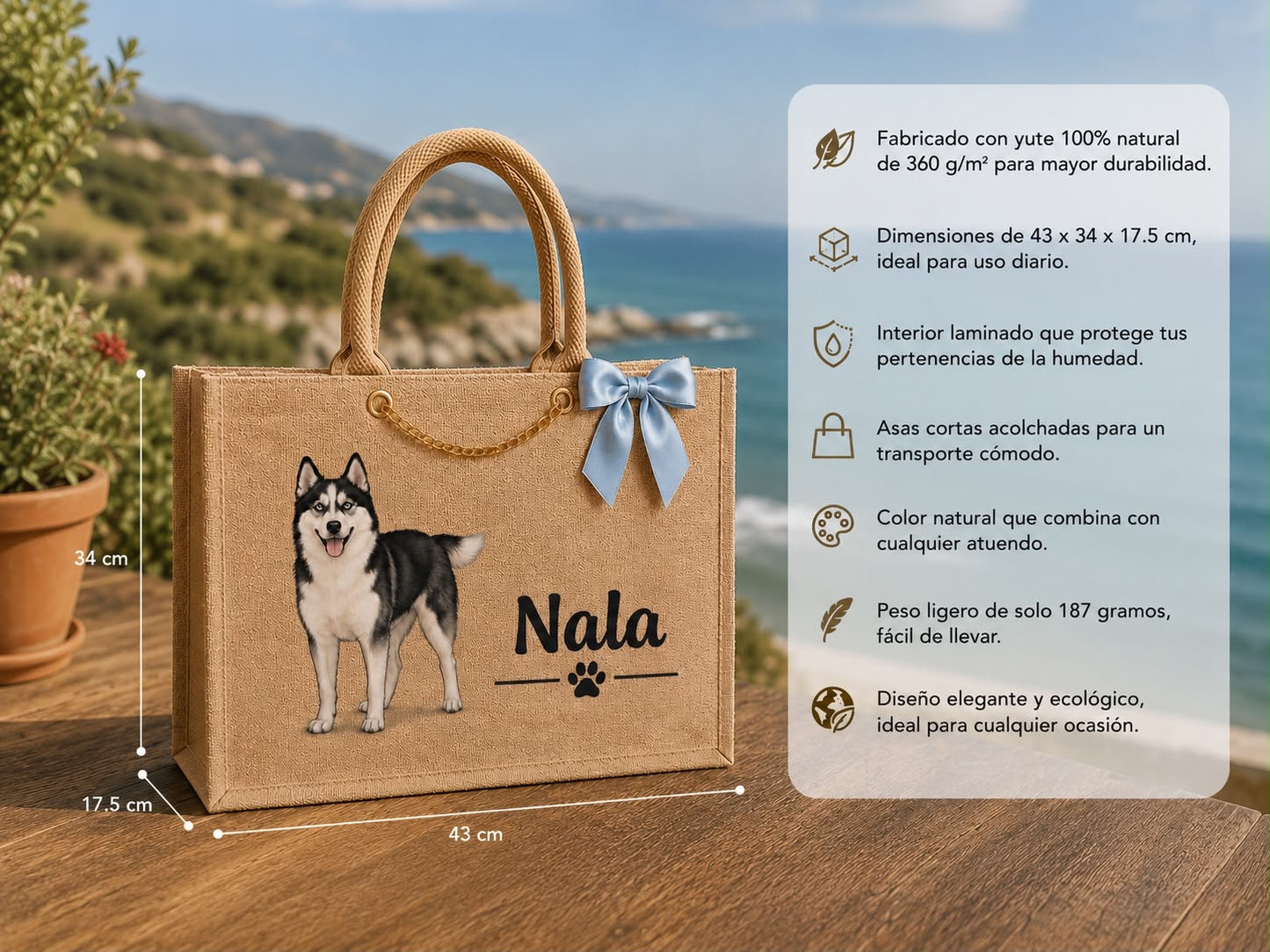 Bolso personalizado con la foto y nombre de tu mascota